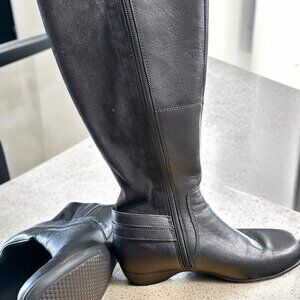 Dansko Francesca Black Knee Calf High Milled Leather Riding Boots Size 6 B (36)